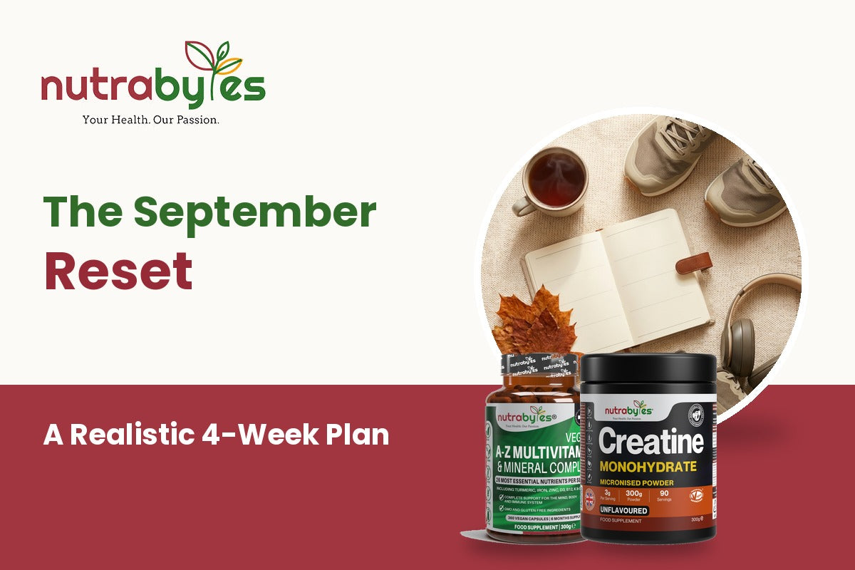 The September reset four week plan with Nutrabytes A-Z multivitamin and creatine monohydrate
