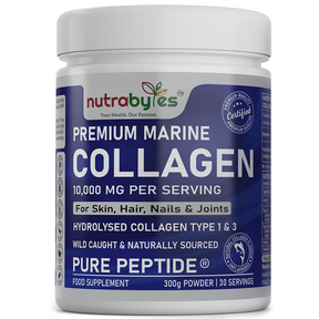 Premium Marine Collagen 10,000mg oer serving supllement bottle for skin, hair, nails and joints.