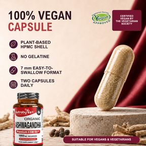 Ashwagandha KSM-66 | 60 Vegan Capsules | Root Extract with Black Pepper