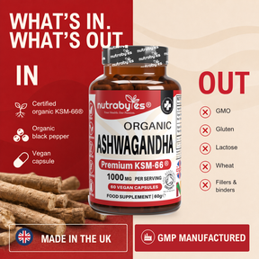 Ashwagandha KSM-66 | 60 Vegan Capsules | Root Extract with Black Pepper