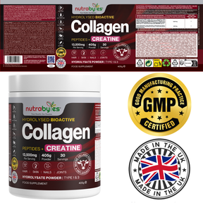 Collagen Powder with Creatine Monohydrate | Hydrolysed Bovine Collagen | High-Protein Supplement for Use in Smoothies, Shakes & Recipes | Hair, Skin & Joints | Unflavoured | 405g
