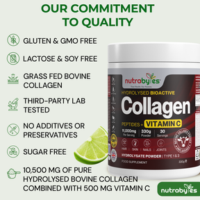 Collagen Powder with Vitamin C | Hydrolysed Bovine Collagen Peptides | High-Protein Supplement | Hair, Skin & Joints | Men & Women | Unflavoured | 330g