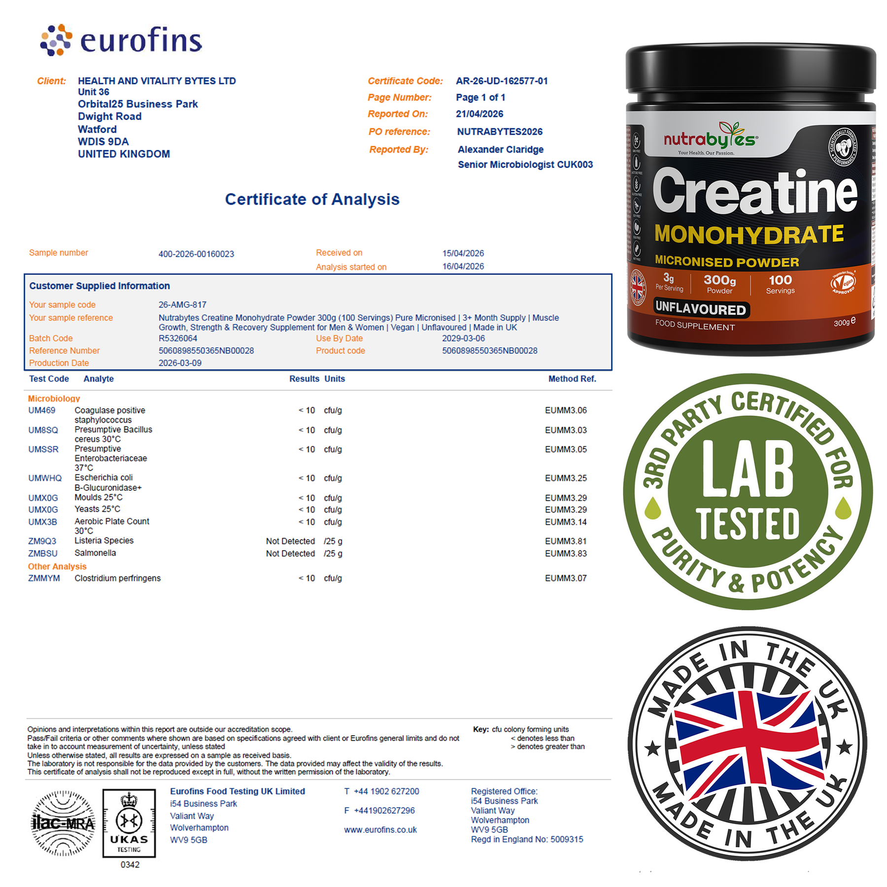 Pure Micronised Creatine Monohydrate Powder | 200 Mesh | 300g Pack | Unflavoured