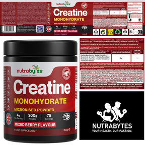 Creatine Monohydrate Powder 300g (75 Servings) – Pure Micronised Creatine Powder Supplement for Men & Women, Pre & Post Workout Strength, Muscle Growth & Recovery, Vegan – Mixed Berry Flavour