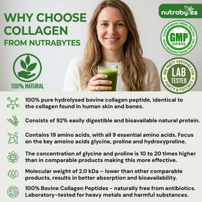 Collagen Powder 315g, Gold Standard Grass-Fed Bovine Hydrolysed Peptides - High Levels of 9 Essential Amino Acids, Collagen Supplments, Halal & Kosher, Made in UK