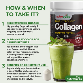 Collagen Powder 315g, Gold Standard Grass-Fed Bovine Hydrolysed Peptides - High Levels of 9 Essential Amino Acids, Collagen Supplments, Halal & Kosher, Made in UK