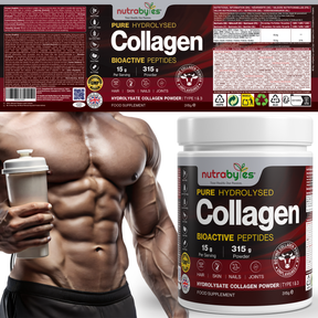 Collagen Powder 315g, Gold Standard Grass-Fed Bovine Hydrolysed Peptides - High Levels of 9 Essential Amino Acids, Collagen Supplments, Halal & Kosher, Made in UK