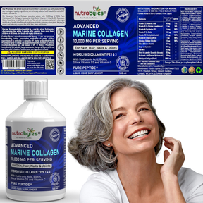 Liquid Marine Collagen 10,000mg with Hyaluronic Acid, Biotin, Silica, Vitamin C and D3, Sugar Free (Collagen Types 1 and 3) (2 Pack)