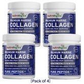 Premium Marine Collagen Powder 10,000mg Pure Hydrolysed Peptides, 19 Amino Acids, Unflavoured (Collagen Types 1 and 3) (4 Pack)