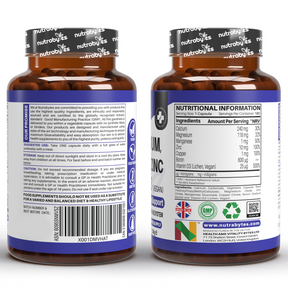 Magnesio, Calcio, Zinc y Vitamina D3 (Vegan D3) - Soporte de Inmunidad Avanzado, Suministro para 6 Meses