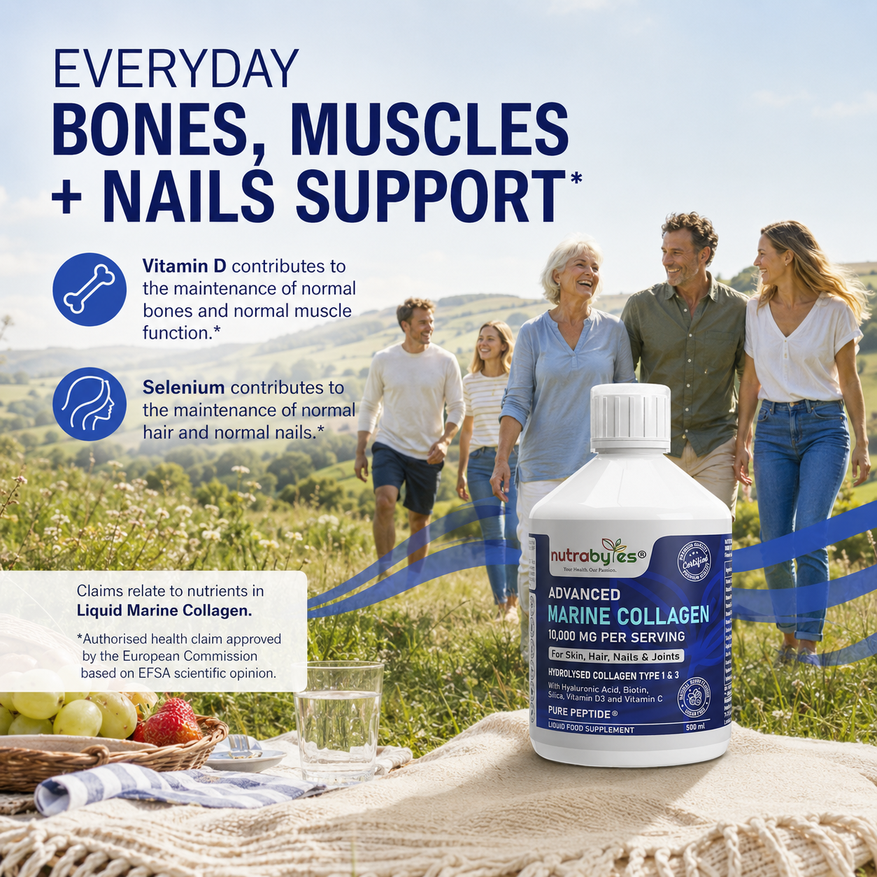 Authorised vitamin D and selenium claims for bones muscles hair and nails