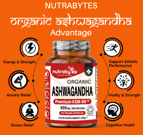 Bio-Ashwagandha KSM-66 ® 500 mg pro Portion, zertifiziert von der Soil Association