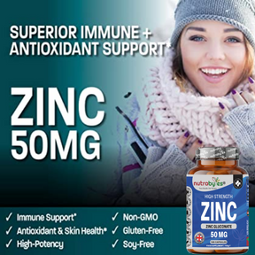 Zinc (Gluconate) 50mg | 180 Vegan Capsules | 6 Months Supply | Maximum Strength, Pure Zinc Capsules | Immune, Eye & Skin Health | Made in the UK