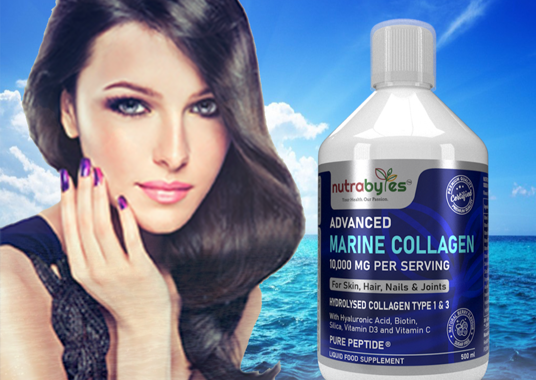 Liquid Marine Collagen 10,000 mg with Hyaluronic Acid, Biotin, Silica, Vitamin C and D3, Sugar Free (Collagen Types 1 and 3)