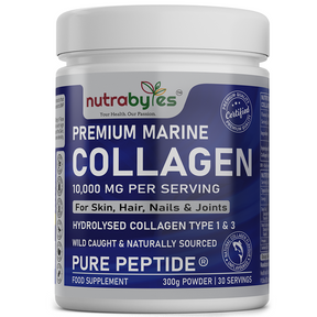 Proteína de colágeno marino en polvo 10 000 mg de péptidos hidrolizados puros, 19 aminoácidos, sin sabor (colágeno tipo 1 y 3)