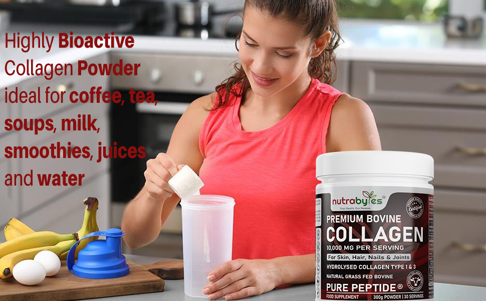 Premium Bovine Collagen Powder 10,000mg Pure Hydrolysed Peptides, 19 Amino Acids, Unflavoured (Collagen Types 1 and 3)
