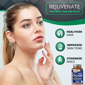 This image shows a lady in it and a text written - Rejuvenate your skin, hair and nails.